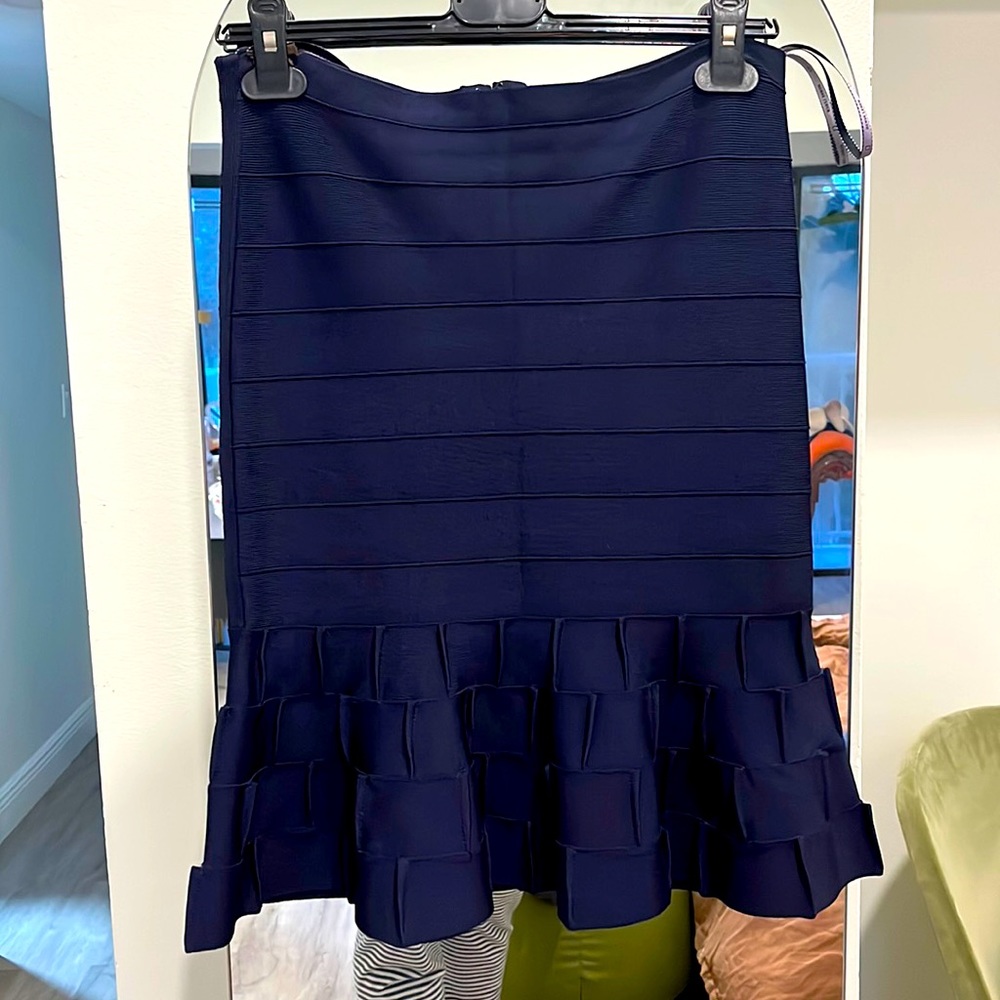 Herve Leger navy bandage skirt size large
